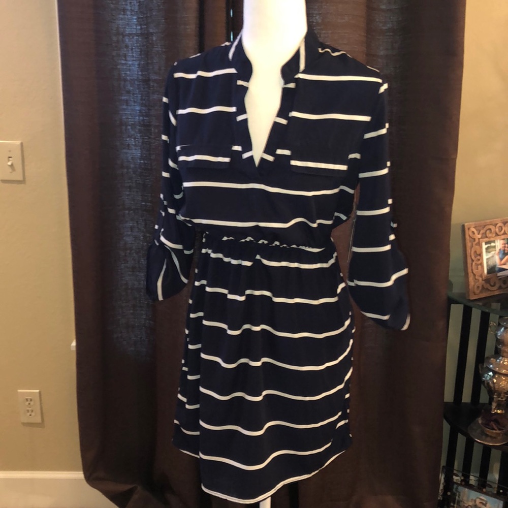 Navy Striped Dress